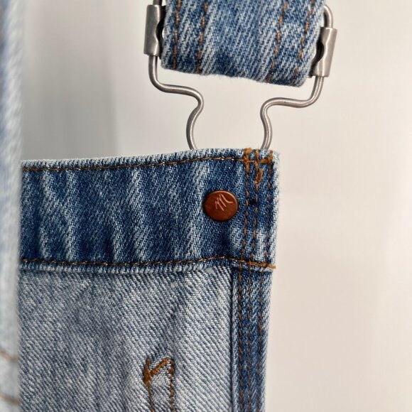 Madewell Overalls Size L Oversized Carpenter Wide Leg Blue Denim Cotton Utility - Picture 11 of 16